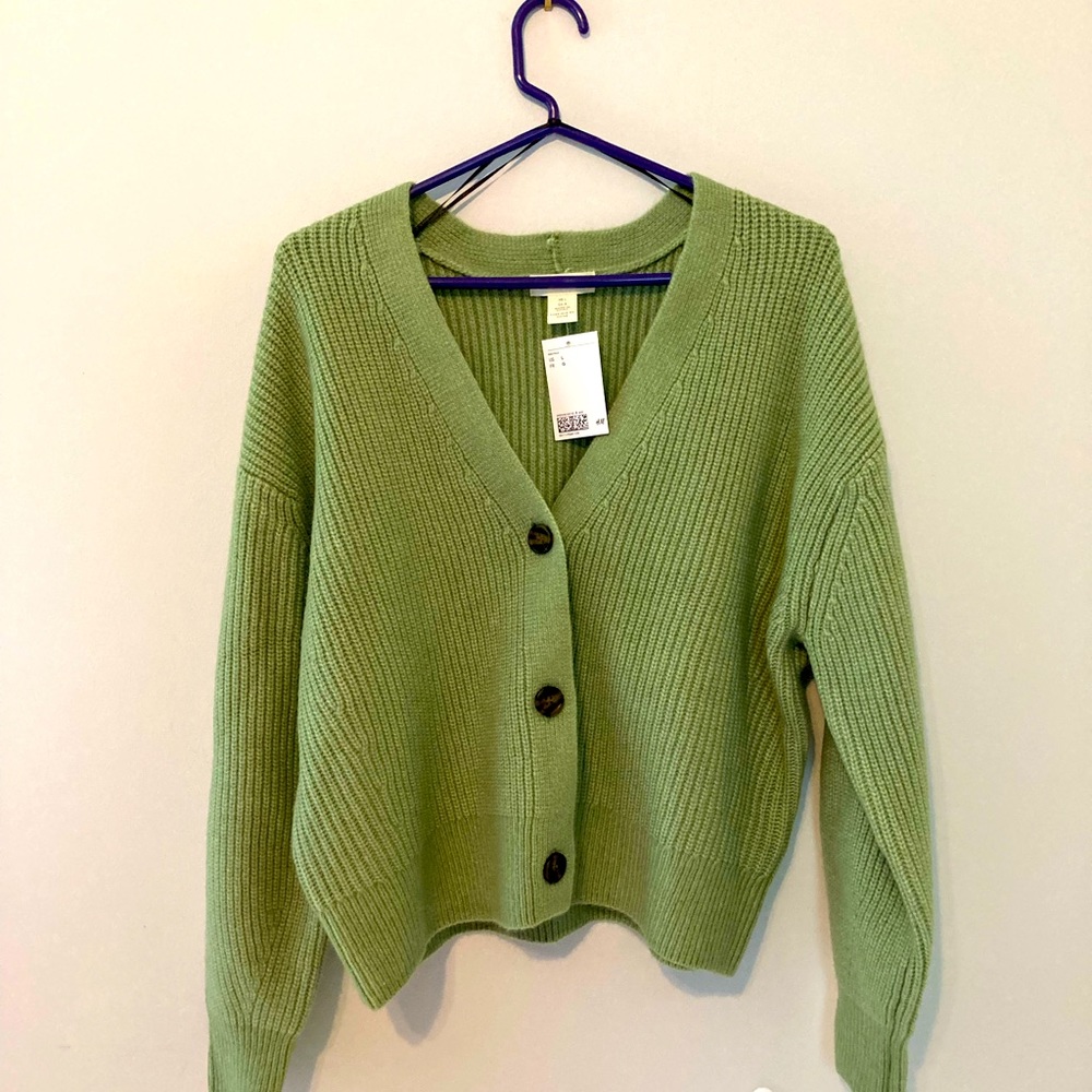 {H&M} chunky pistachio cardigan